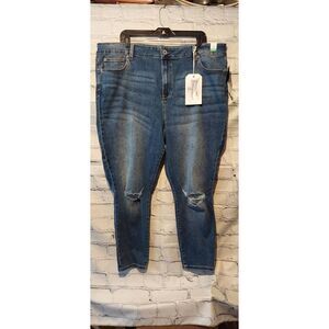 Celebrity Pink Womens Plus Size 24 Skinny Jeans Mid Rise Ankle Distressed NWT